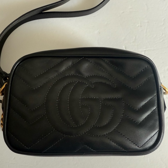 Gucci Black Calfskin Matelasse Mini GG Marmont Chain Bag - Picture 5 of 10